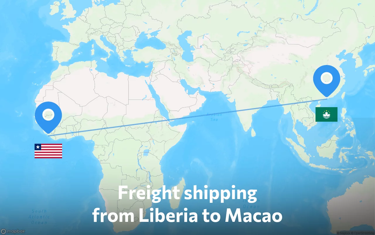 Shipping route from Liberia to Macao