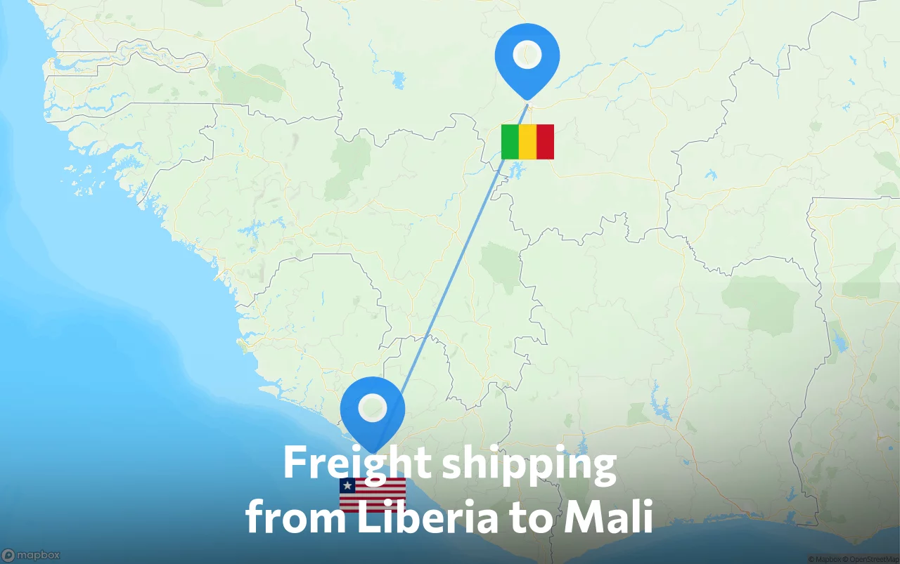 Shipping route from Liberia to Mali