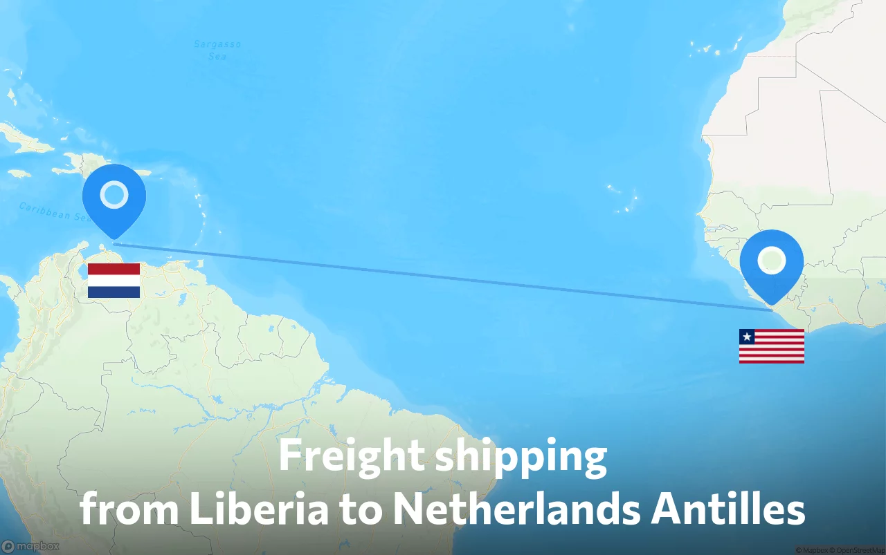 Shipping route from Liberia to Netherlands Antilles