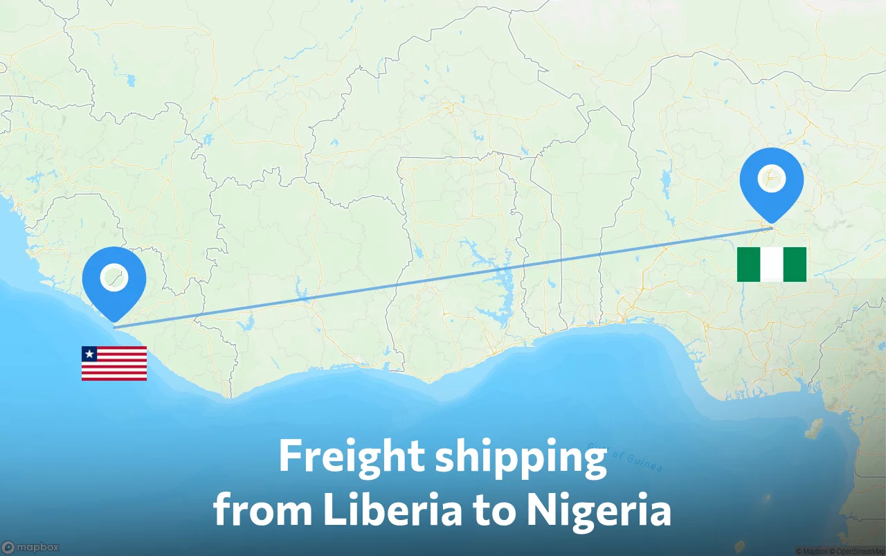 Shipping route from Liberia to Nigeria