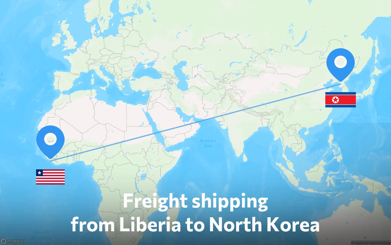 Shipping route from Liberia to North Korea