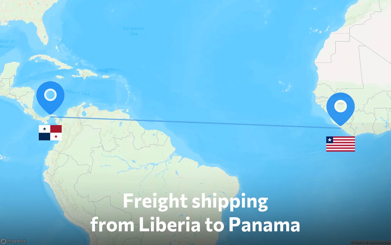 Shipping route from Liberia to Panama
