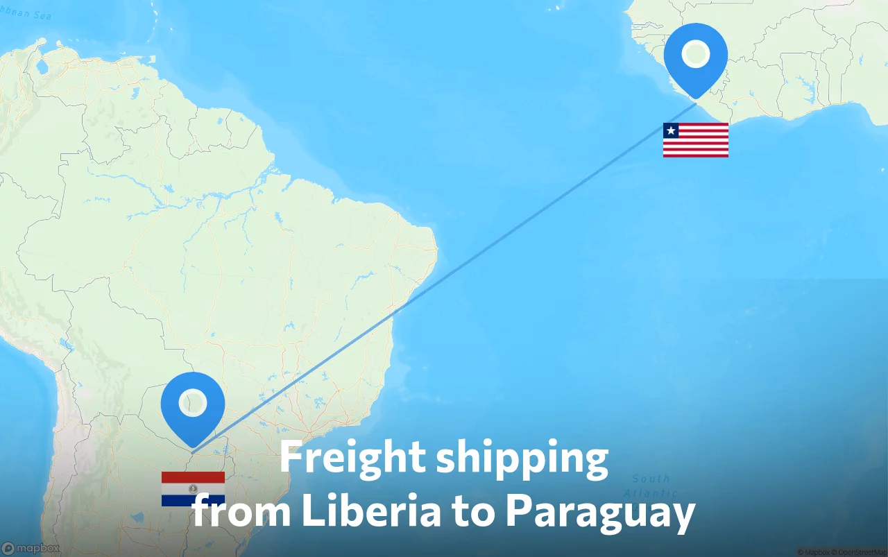 Shipping route from Liberia to Paraguay