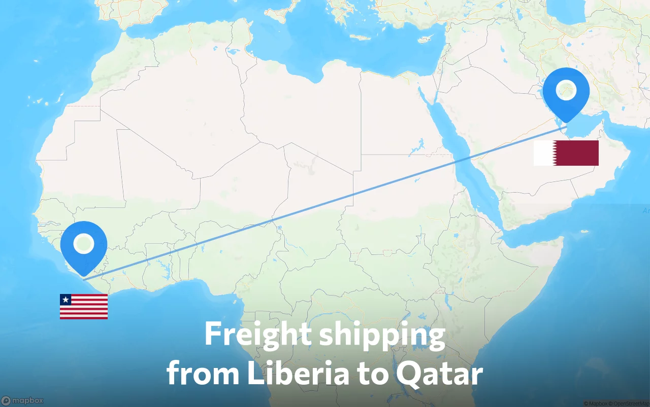 Shipping route from Liberia to Qatar