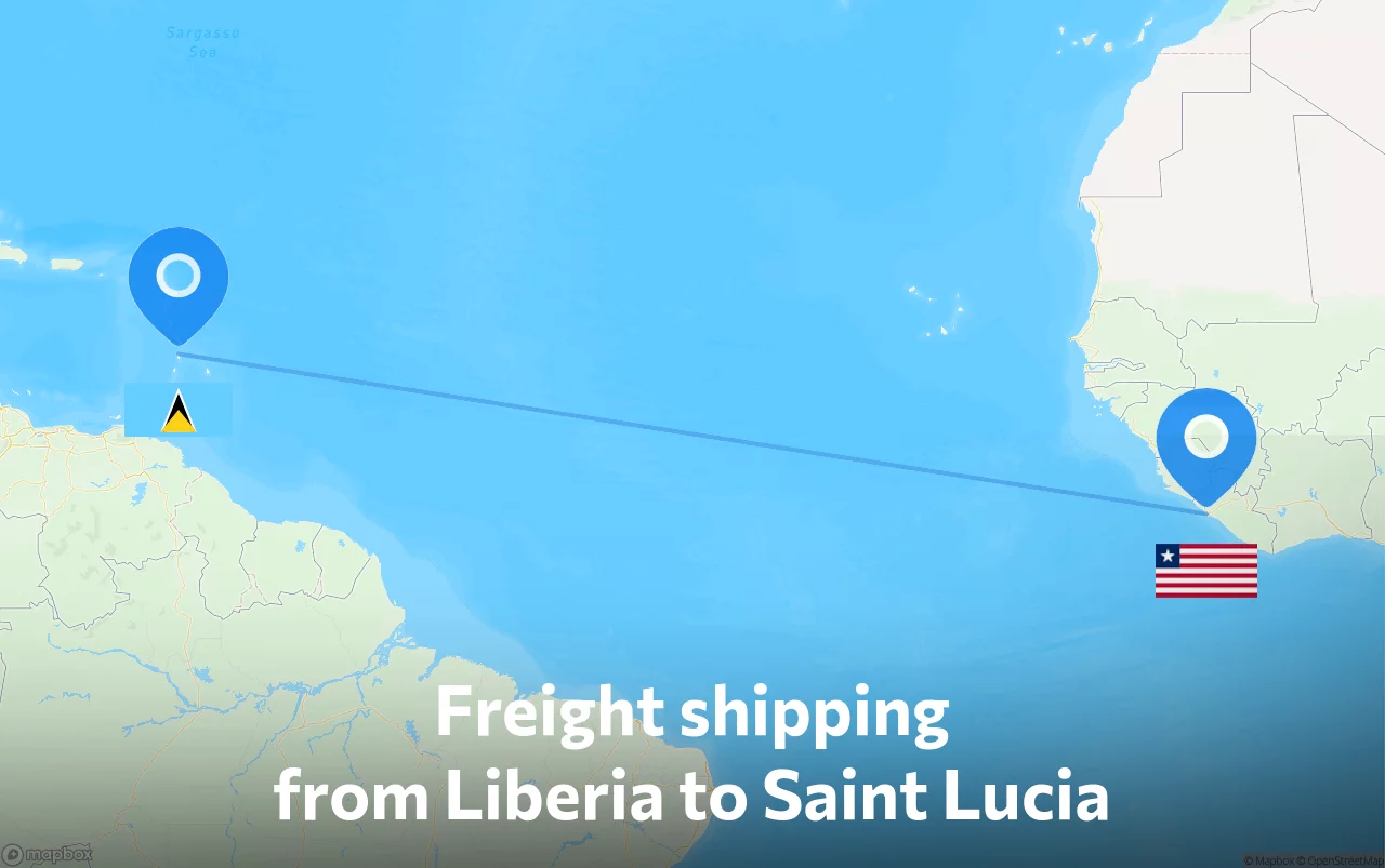 Shipping route from Liberia to Saint Lucia