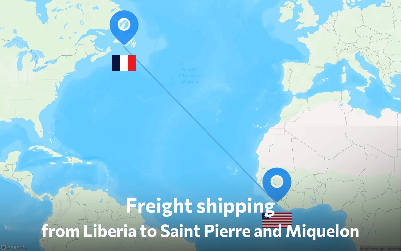 Shipping route from Liberia to Saint Pierre and Miquelon