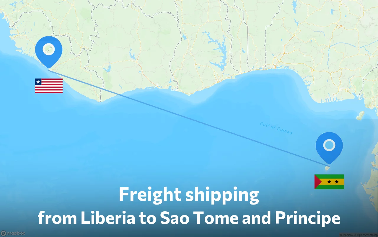 Shipping route from Liberia to Sao Tome and Principe
