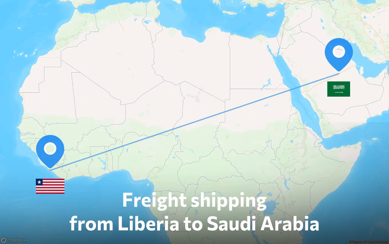 Shipping route from Liberia to Saudi Arabia