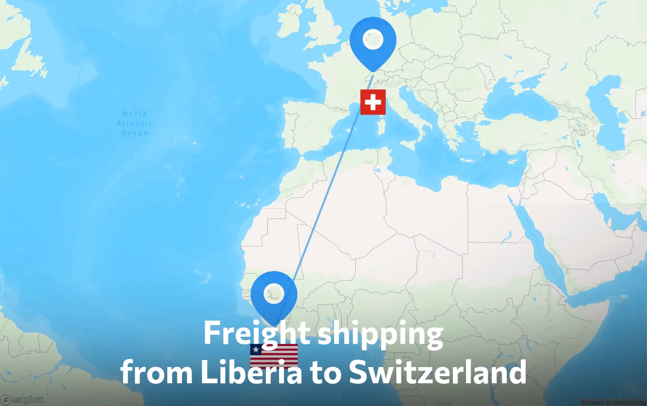 Shipping route from Liberia to Switzerland