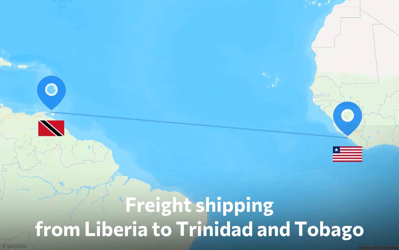 Shipping route from Liberia to Trinidad and Tobago