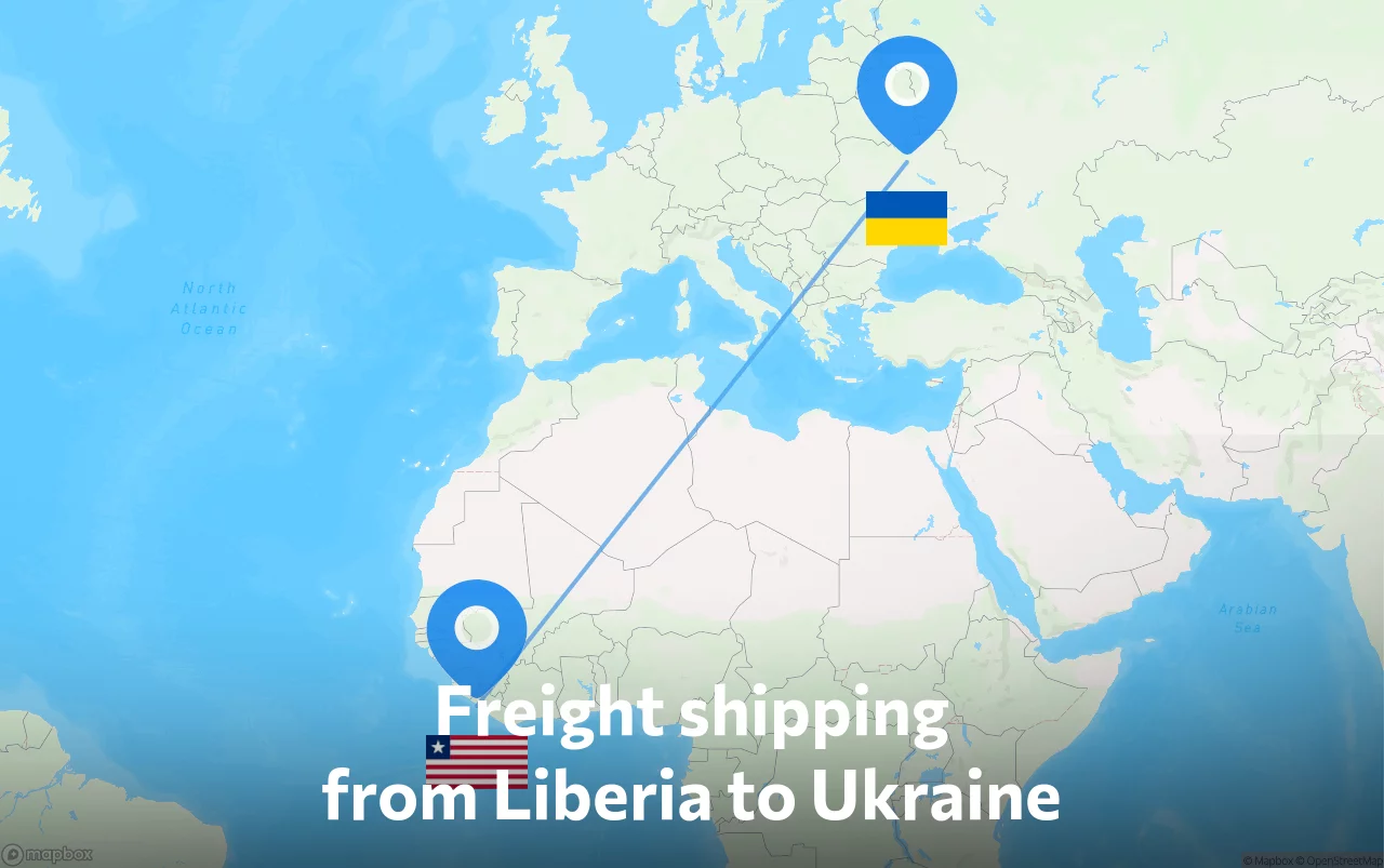 Shipping route from Liberia to Ukraine