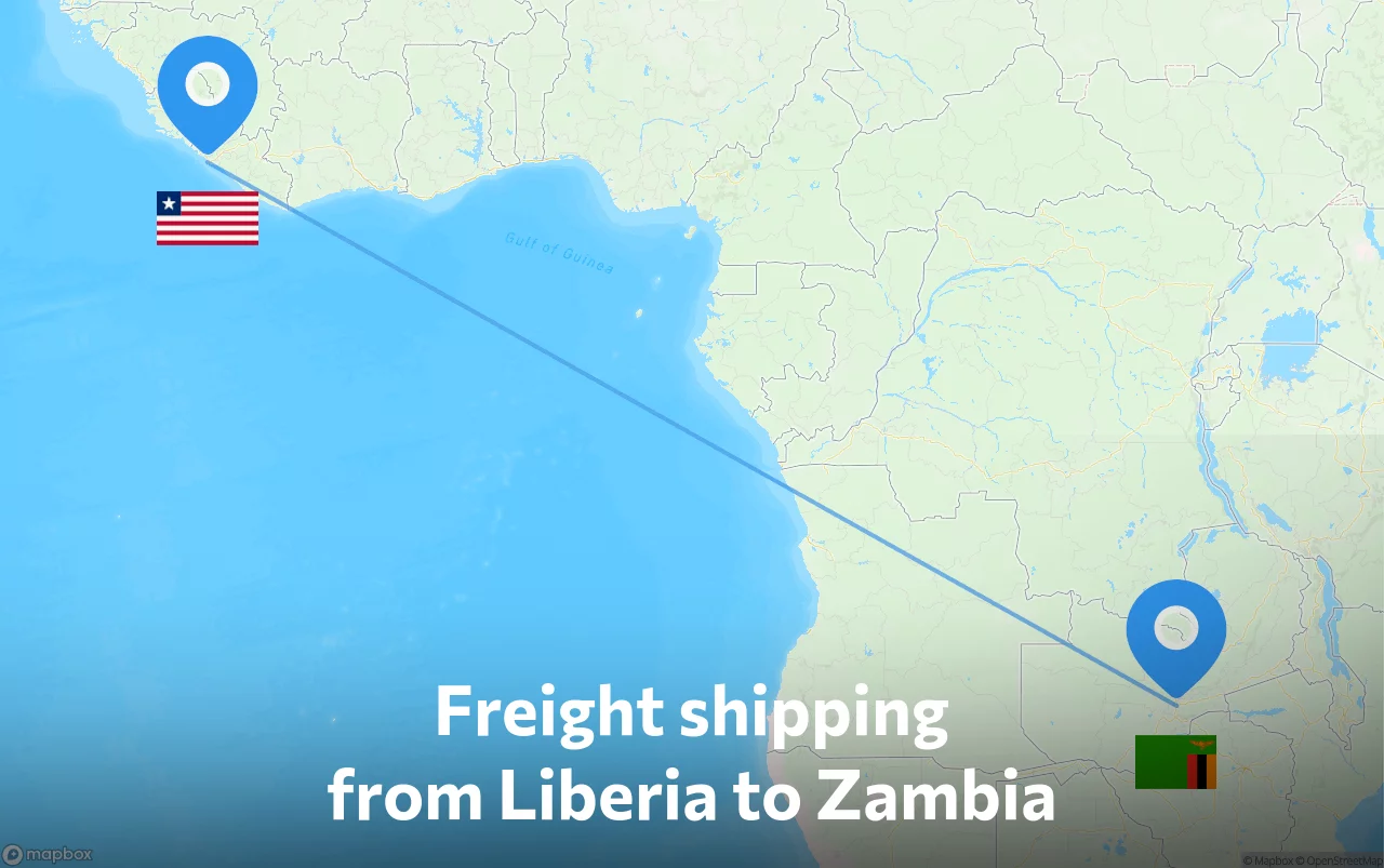 Shipping route from Liberia to Zambia