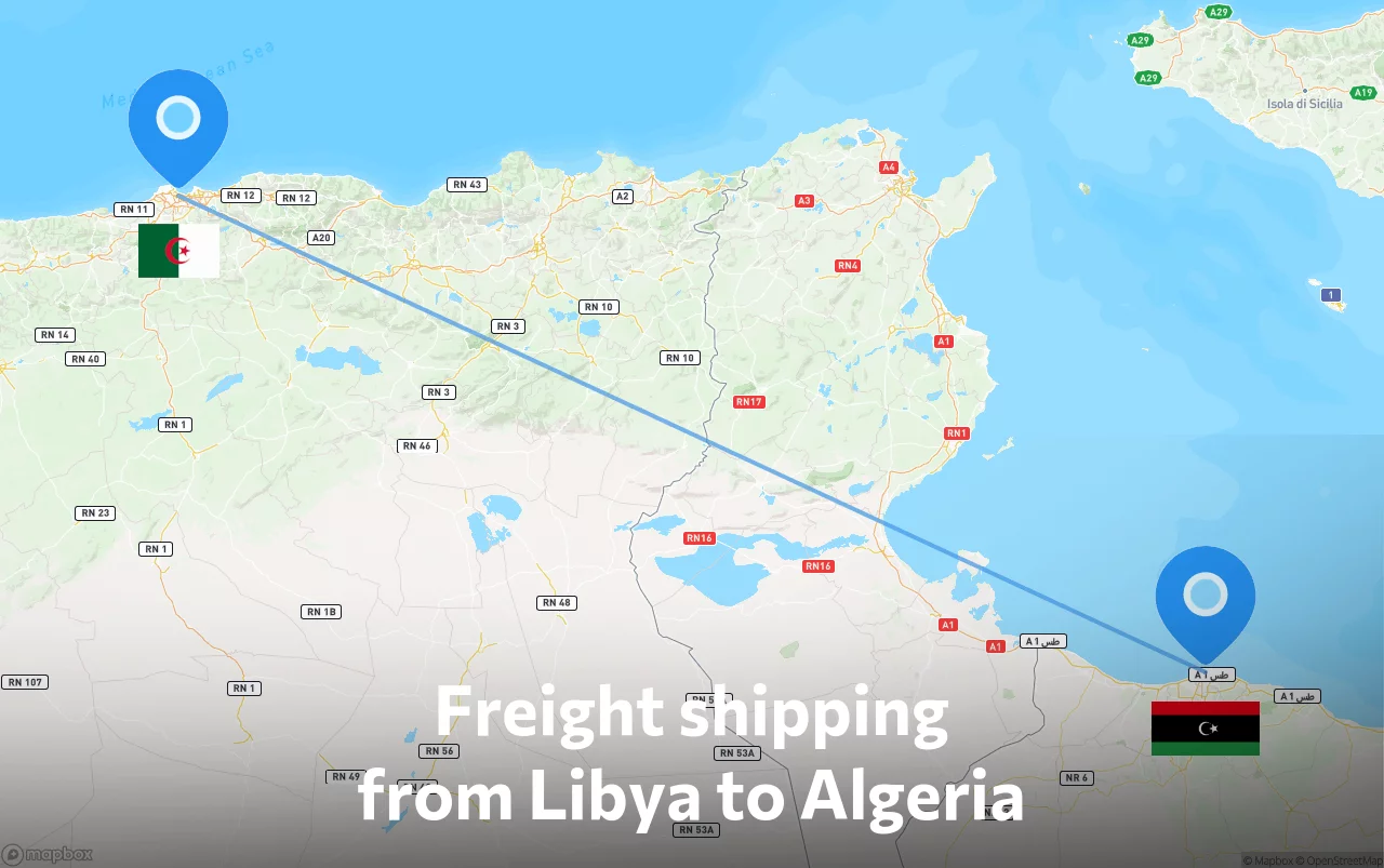 Shipping route from Libya to Algeria