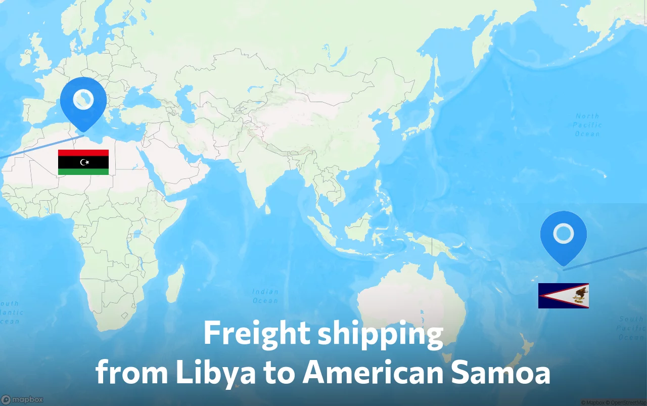 Shipping route from Libya to American Samoa