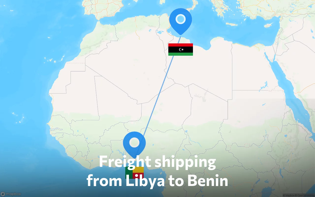 Shipping route from Libya to Benin