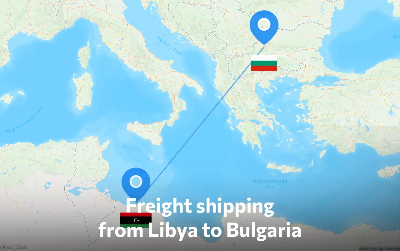 Shipping route from Libya to Bulgaria
