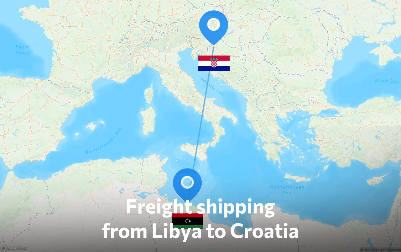 Shipping route from Libya to Croatia