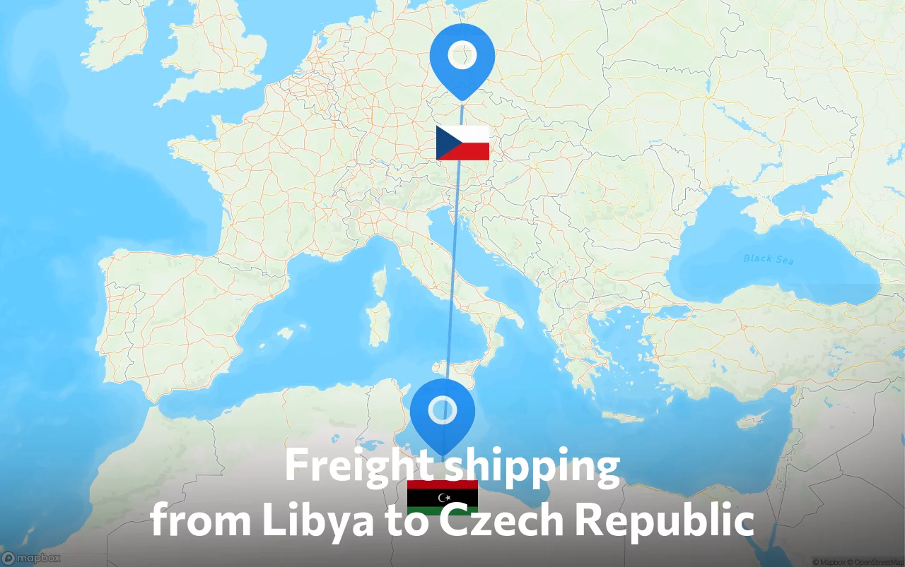 Shipping route from Libya to Czech Republic