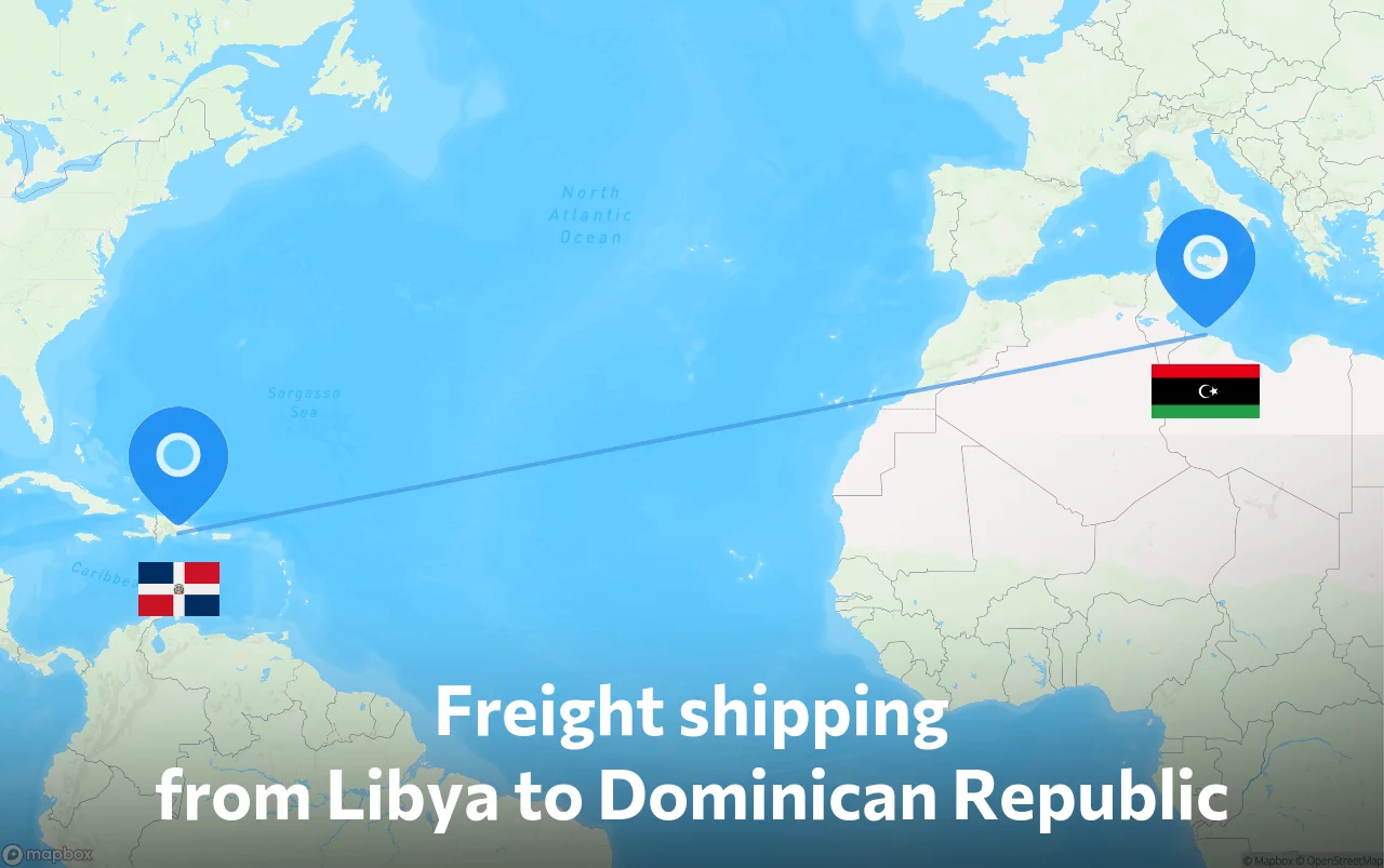 Shipping route from Libya to Dominican Republic