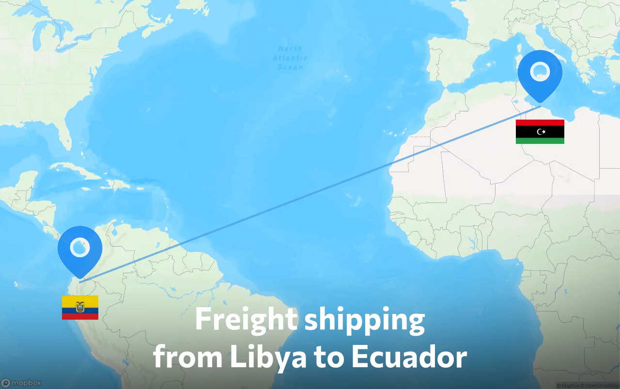 Shipping route from Libya to Ecuador