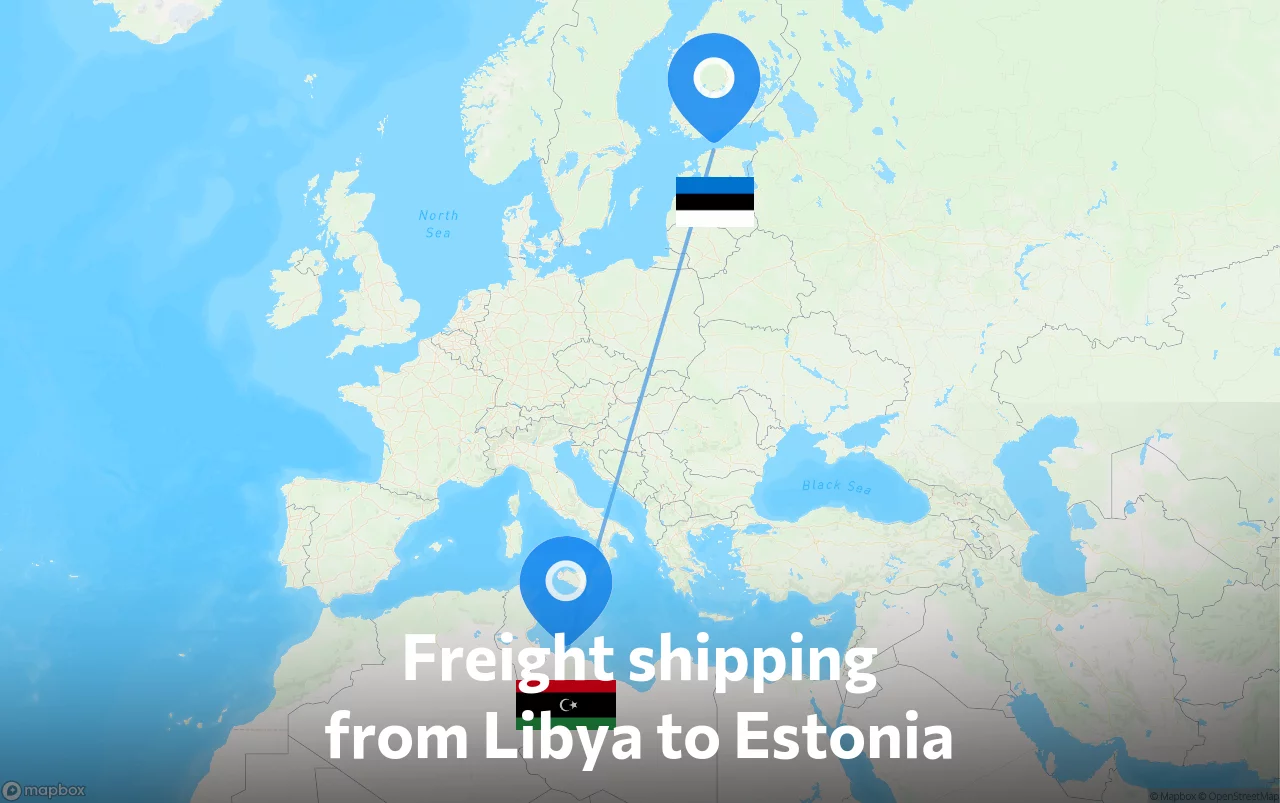 Shipping route from Libya to Estonia