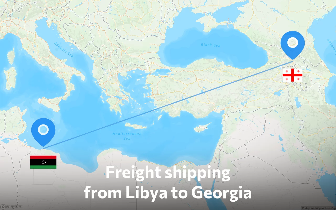 Shipping route from Libya to Georgia