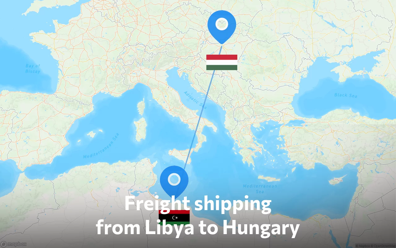Shipping route from Libya to Hungary