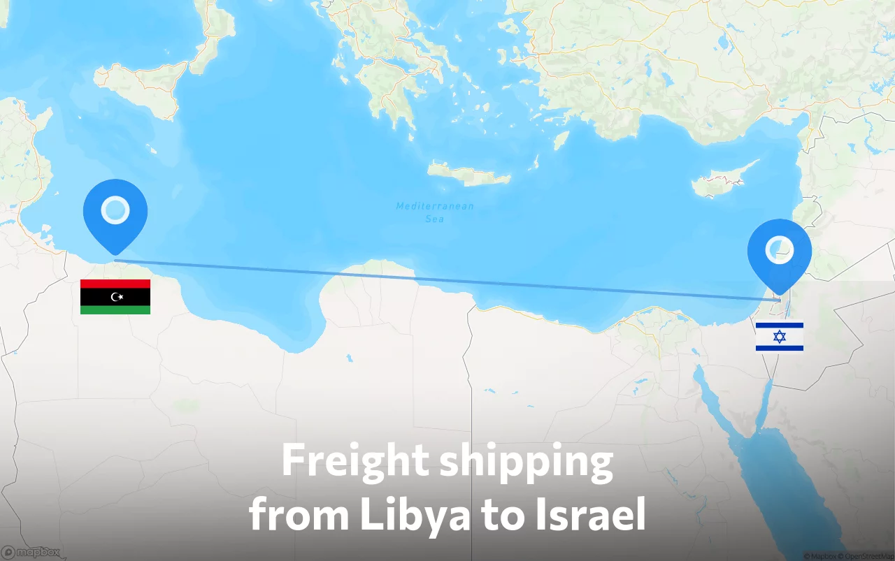 Shipping route from Libya to Israel