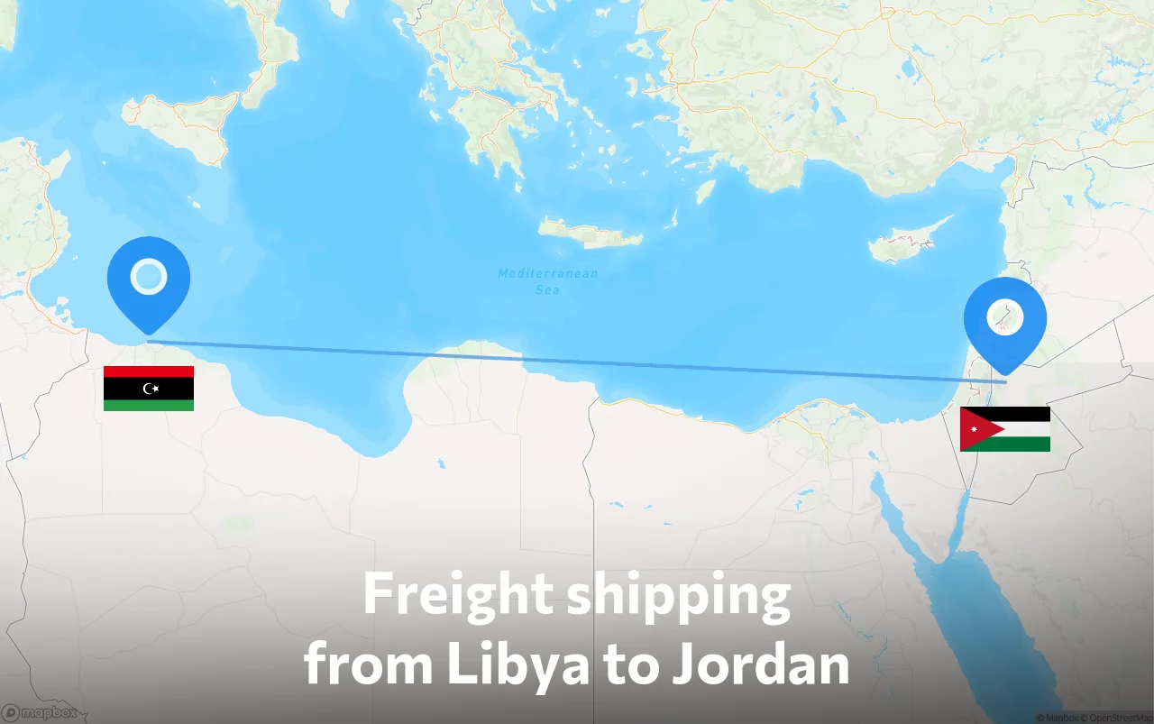 Shipping route from Libya to Jordan