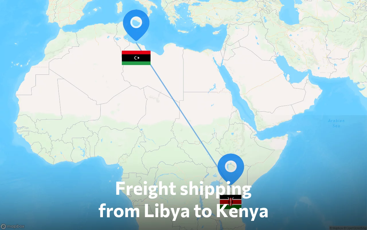 Shipping route from Libya to Kenya