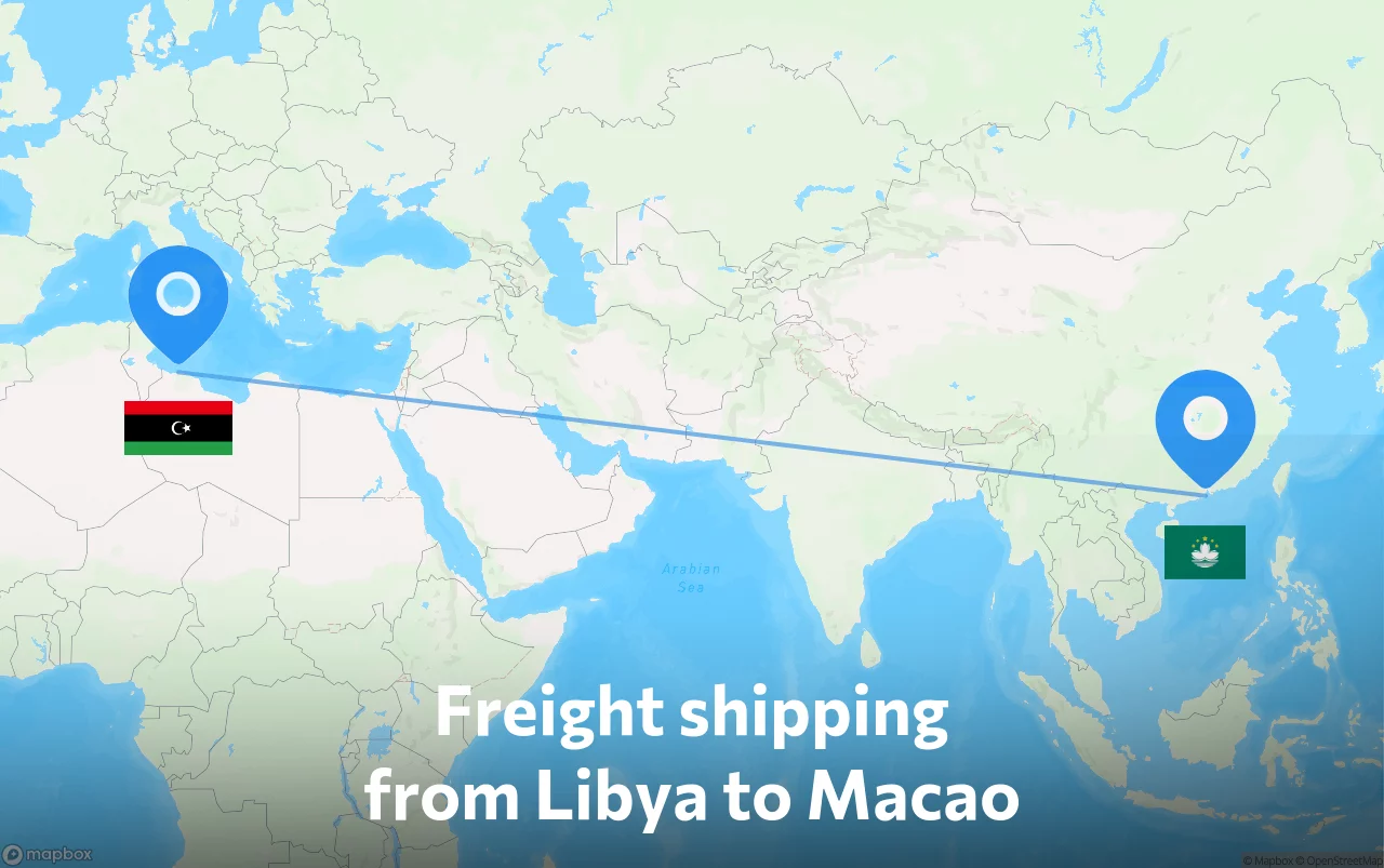 Shipping route from Libya to Macao