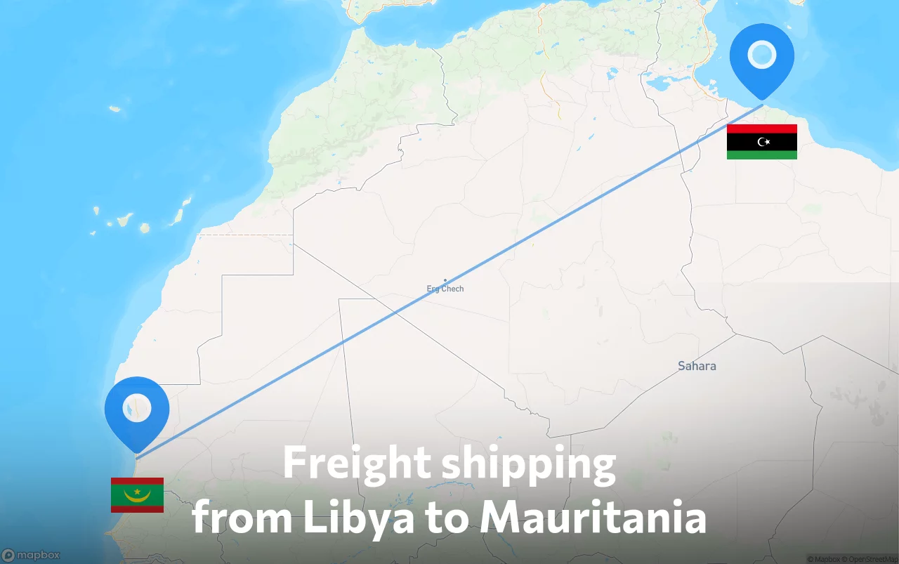 Shipping route from Libya to Mauritania