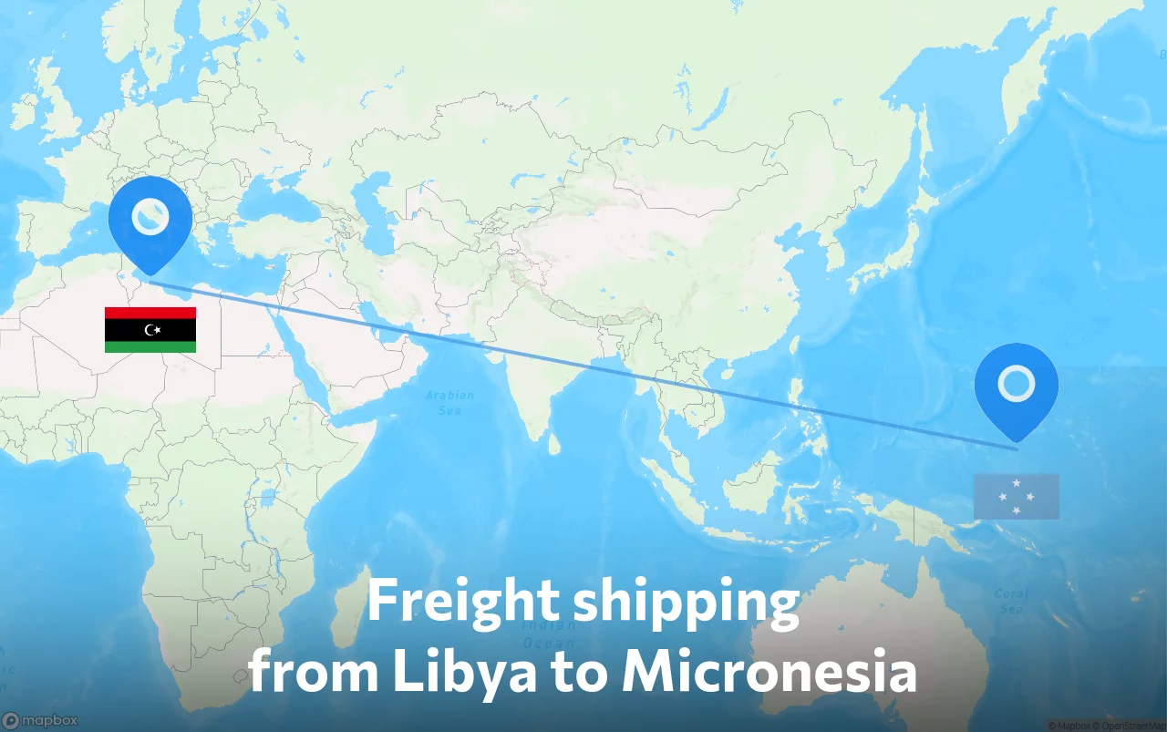 Shipping route from Libya to Micronesia