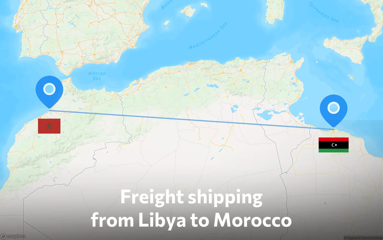 Shipping route from Libya to Morocco