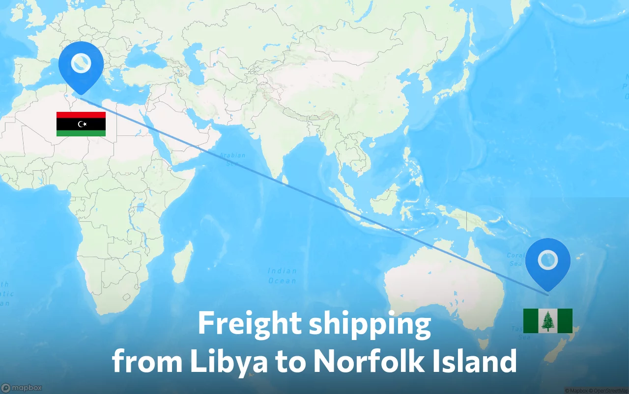 Shipping route from Libya to Norfolk Island