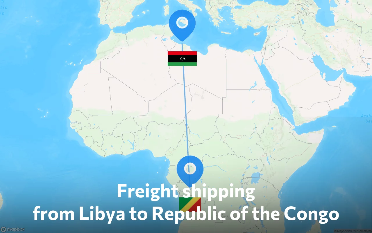 Shipping route from Libya to Republic of the Congo