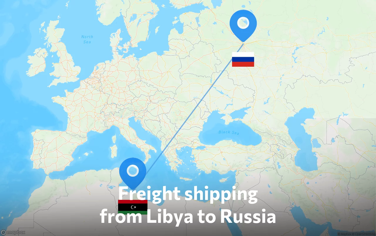 Shipping route from Libya to Russia
