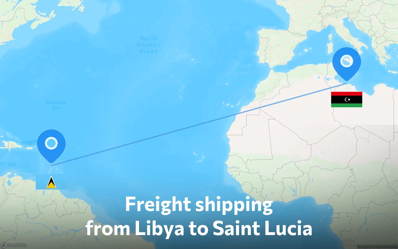 Shipping route from Libya to Saint Lucia