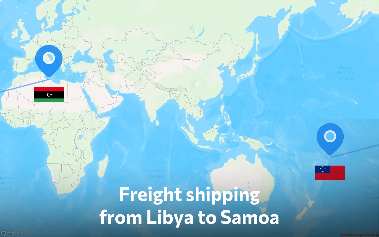 Shipping route from Libya to Samoa
