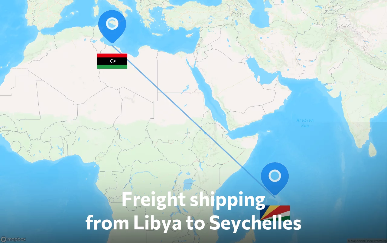 Shipping route from Libya to Seychelles