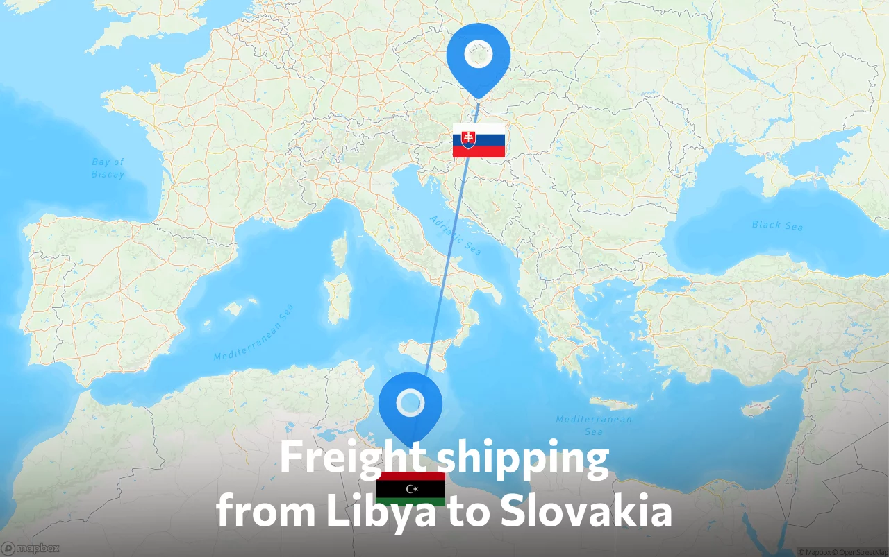 Shipping route from Libya to Slovakia