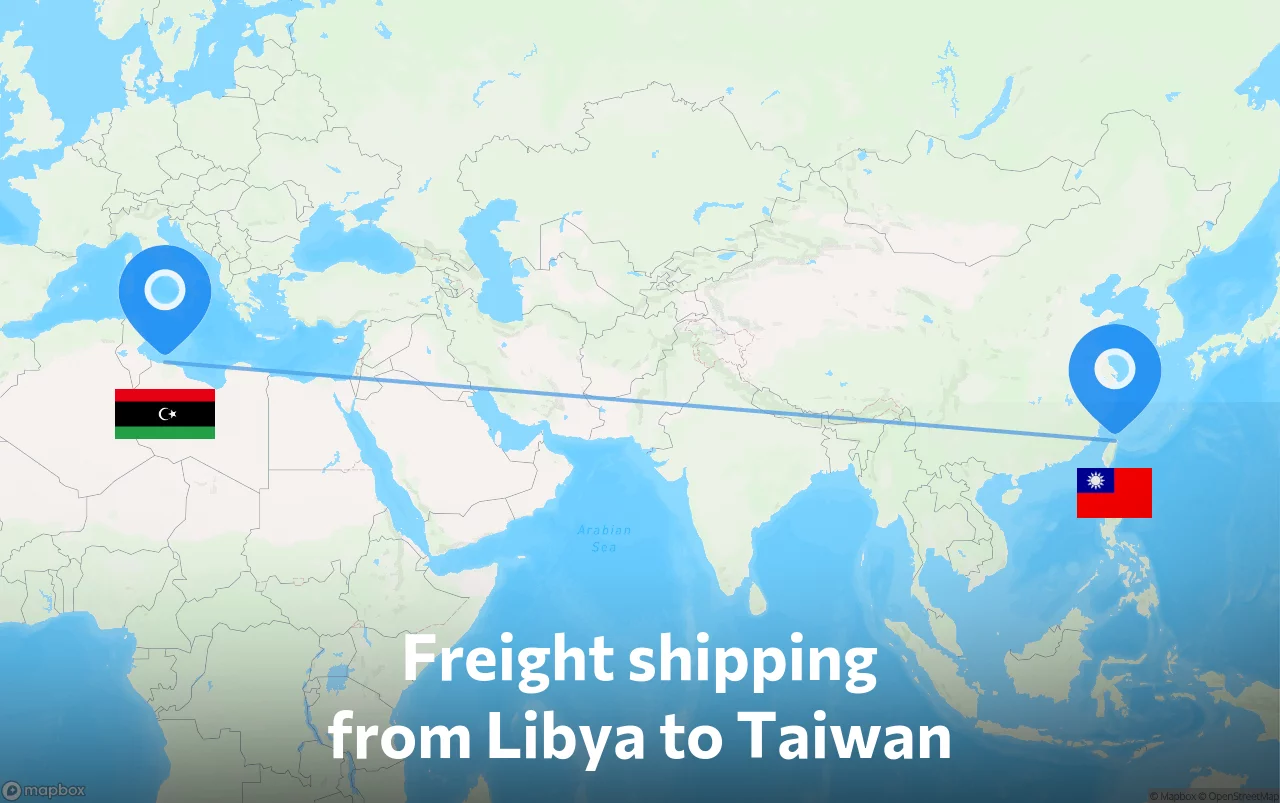 Shipping route from Libya to Taiwan