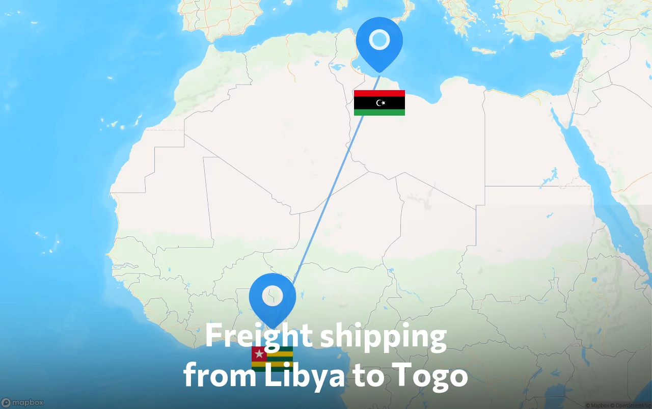Shipping route from Libya to Togo