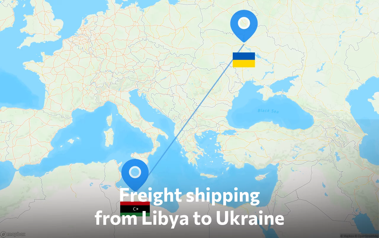 Shipping route from Libya to Ukraine