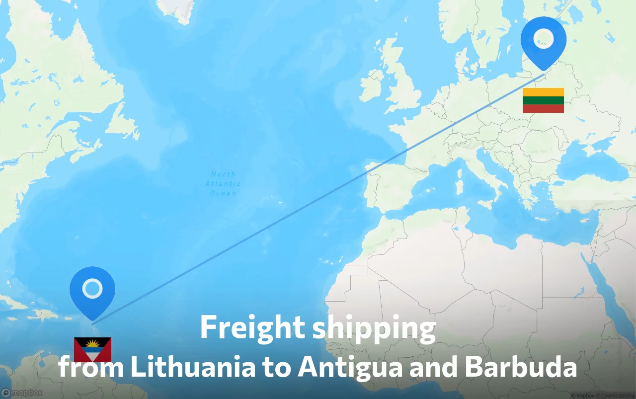 Shipping route from Lithuania to Antigua and Barbuda
