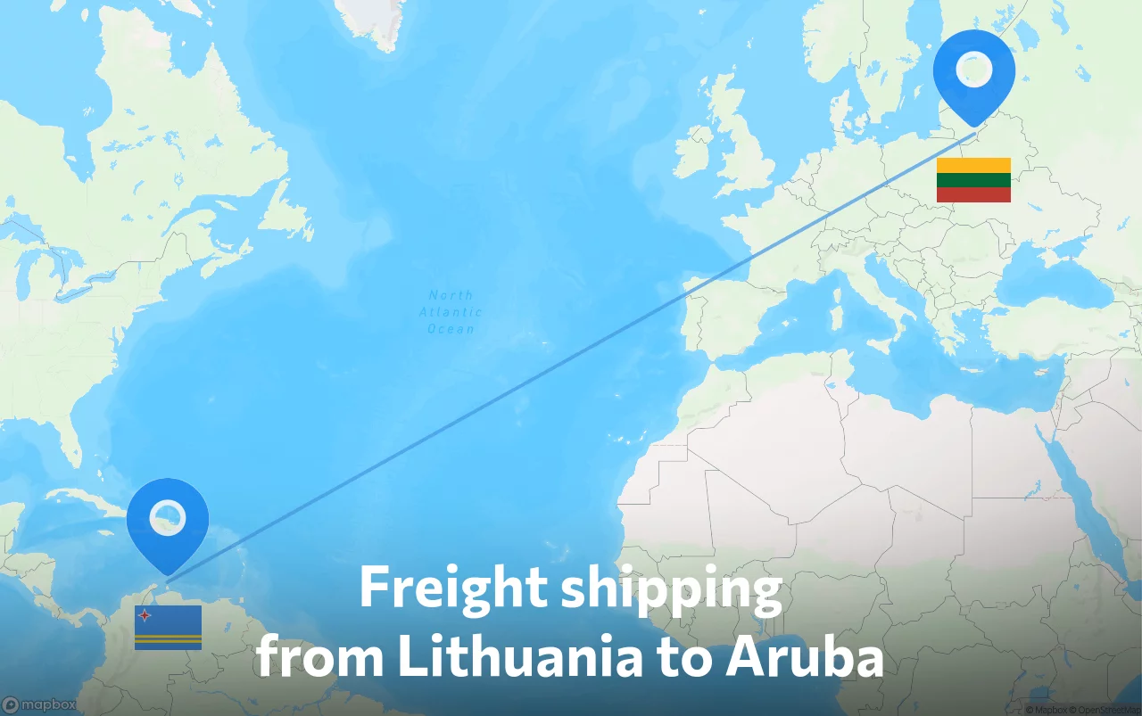Shipping route from Lithuania to Aruba