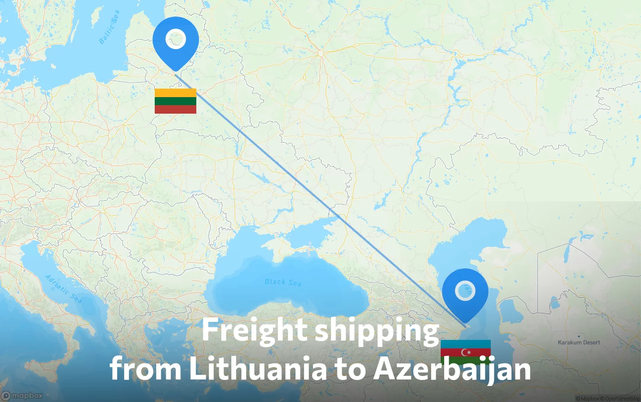 Shipping route from Lithuania to Azerbaijan