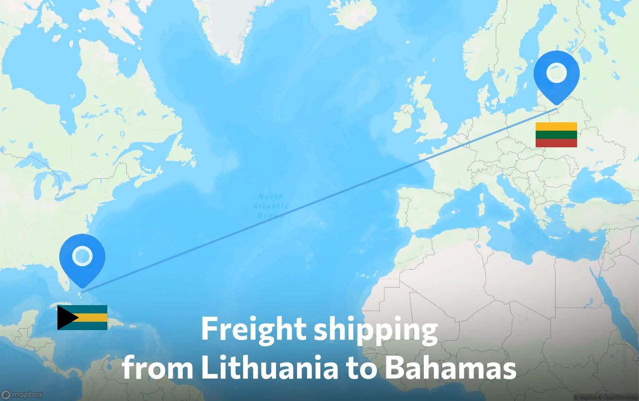 Shipping route from Lithuania to Bahamas
