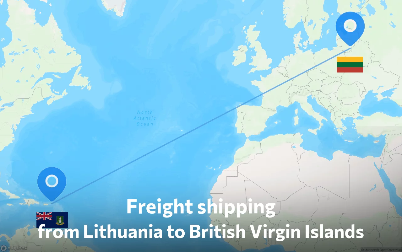 Shipping route from Lithuania to British Virgin Islands