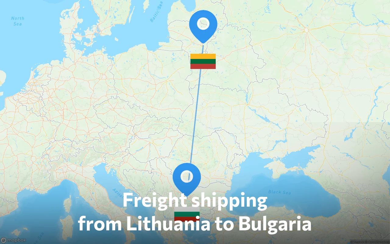 Shipping route from Lithuania to Bulgaria